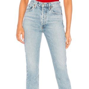 Agolde High Rise Light Wash Straight Crop Jeans
